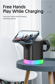 3 In 1 Magnetic Wireless  Fast Charger Bluetooth LED Lamp