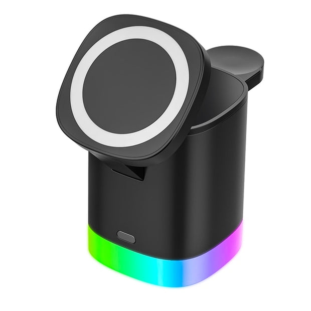 3 In 1 Magnetic Wireless  Fast Charger Bluetooth LED Lamp